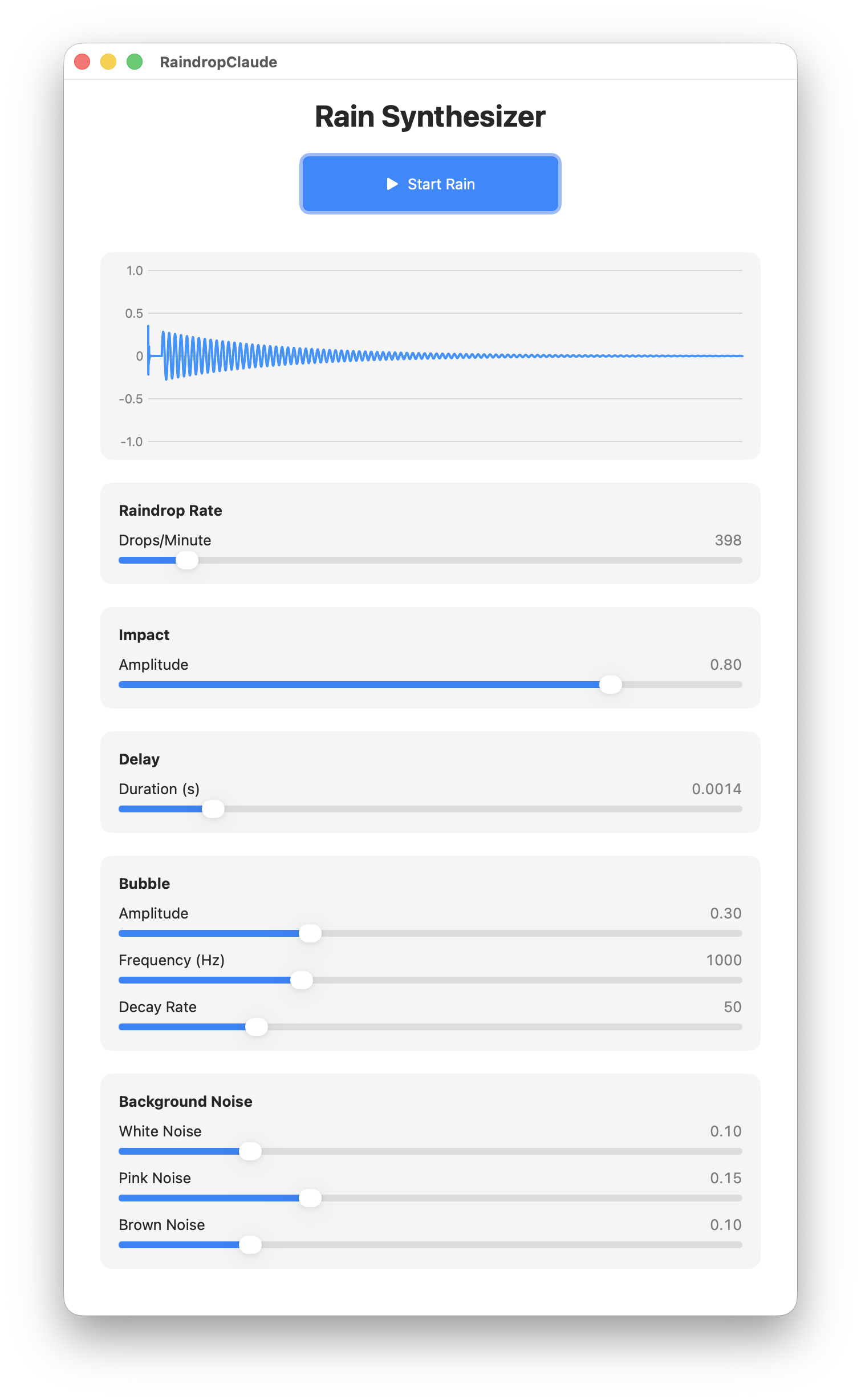 Raindrop Synthesizer from Claude Sonnet 4.5